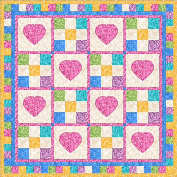 Hearts and Nines Quilt