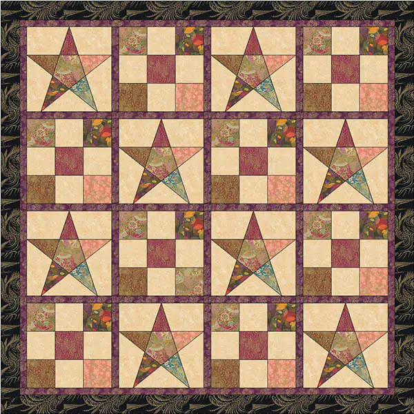 Scrappy Star and Nine Patch Quilt
