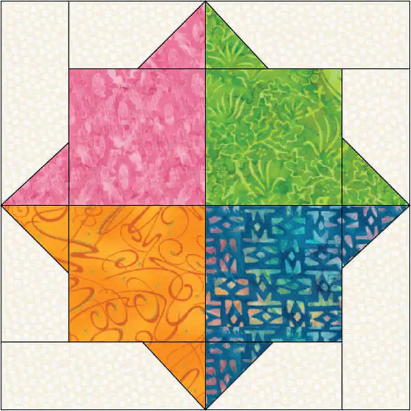 Double Square Star Quilt Block